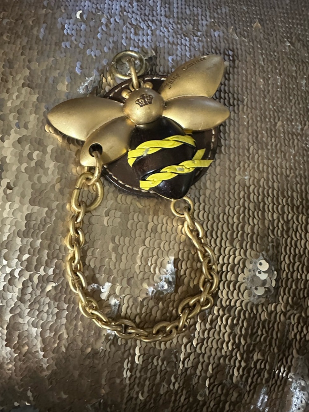 Juicy Couture Bumble Bee bag embellishment